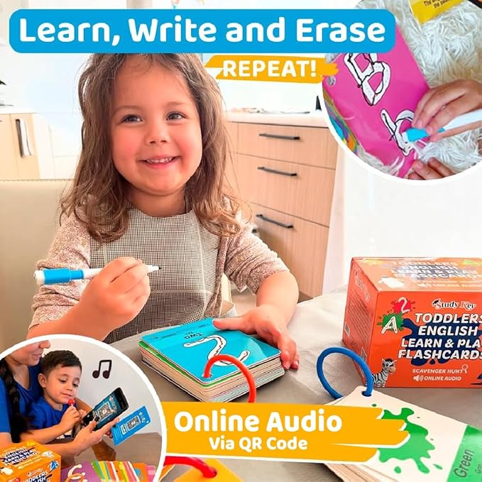 ABC Flash Cards for Toddlers 1-4 - Learning Phonics Alphabet Baby Flashcards - Preschool Sight First Words Numbers Colors Objects for Kindergarten