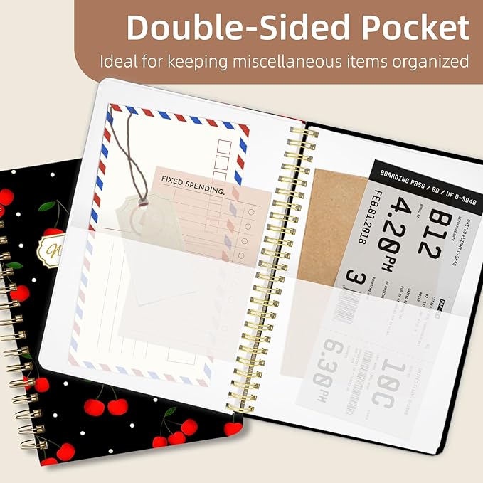 Weekly Planner Undated - 52 Weeks To Do List Notebook A5 for Work: Weekly Task, Habit Tracker Journal, Goal Setting, Agenda Sprial Bound Organizer Book for Women Cute Stylish Design, Cherry
