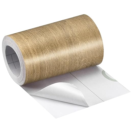 uxcell Wood Grain Tape, 5.91" x16 Ft Wall Paper Border Sticker Self-Adhesive Wood Grain Repair Patch with Scraper for Wall Corner Table Door Sofa Furniture Home Decor (Light Yellow)