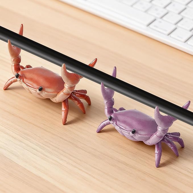 2 Pack Desk Crab Pen Holder, Creative Weightlifting Crab Pencil Stand Holder, Desk Organizers and Accessories, Cute Office Decor for Small Items at Home, School, Studio (Purple)