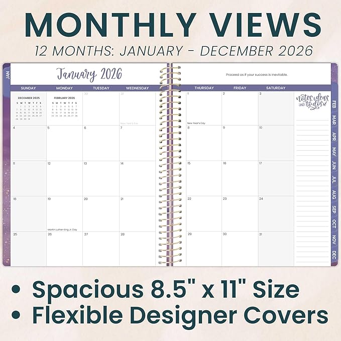 bloom daily planners 2026 Planner (January to December) - 8.5” x 11” Weekly & Monthly Dated Agenda Organizer Book with Stickers & Tabs - Flexible Soft Cover - Good Things Are Coming