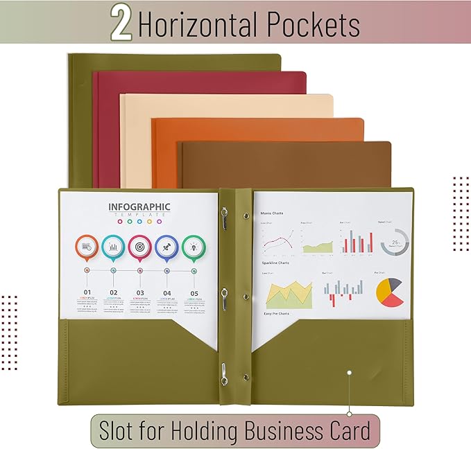 Mr. Pen- Plastic Folders with Pockets and Prongs, 15 Pack, Letter Size, Flexible Plastic Folders with Prongs