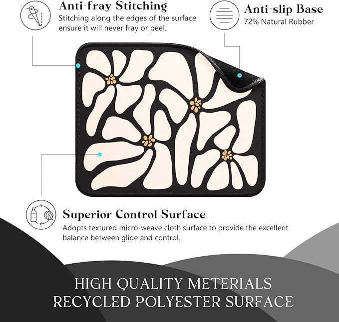 Pink Daisy Flower Desk Pad Mat with Stitched Edges and Non-Slip Rubber Base, Premium-Textured Mouse Pad for Laptop, Computer & PC, Gaming & Working, Waterproof Mousepad