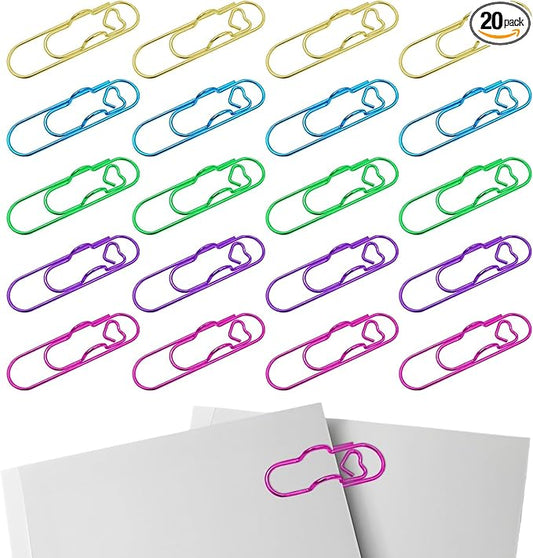 20Pcs Colorful Metal Pen Clips, Paper Clip Pen Holder Supplies Cute Office Supplies Blue Rose Red Purple Green Rose Gold Gold for Notebook Papers Journal Book