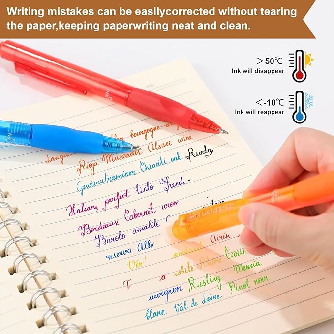 USUAL Retractable Erasable Pens 6 Colored 12 Pack Erasable Gel Pen 0.5mm Erasable Gel Pens Black Make Mistakes Disappear Smooth Writing Pen Office Back-to-School Supplies (12 Pcs-6 Colors)