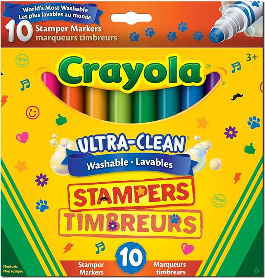 Crayola Ultra- Clean Washable Stampers Markers, 10Pc/Package