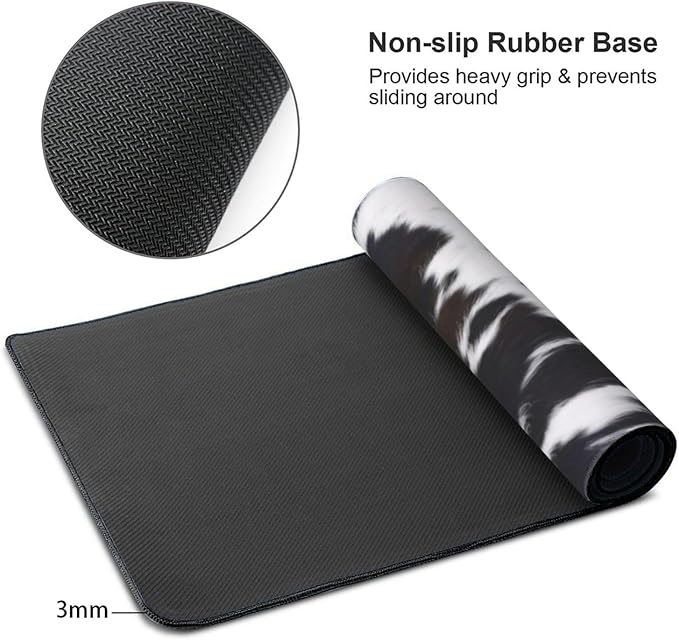 Gaming Mouse Pad, Large Non-Slip Rubber Base Mousepad, Keyboard Mouse Mat, Desk Pad with Stitched Edges,35.4x15.7inch, Brown Cowhide