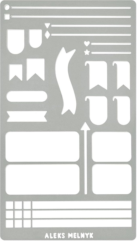 Aleks Melnyk No.62 Metal Bullet Journaling Stencil – Reusable Stainless Steel Template for Planner, Scrapbooking, Habit Tracker, Weekly Spread