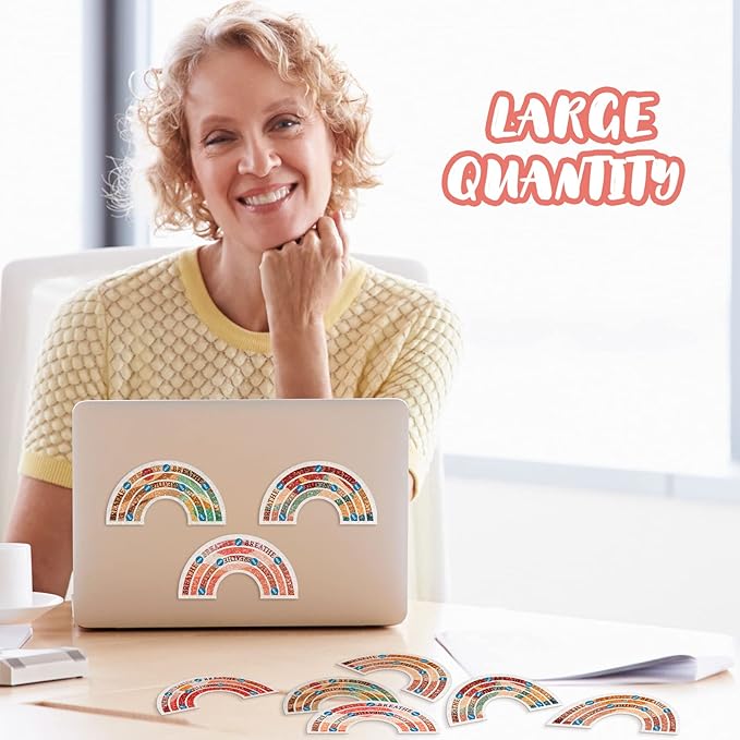 36 Pcs Sensory Strips Infinity Rainbow Anxiety Mindfulness Stickers Adults Stress Breathing Stickers Fidget Adhesives Rough Textured Tape for Classroom Desk Office Computer(Charming)