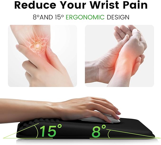 MEKASS Mouse Pad with Wrist Rest, Ergonomic Slope Mousepad for Carpal Tunnel Pain Relief, Memory Foam Desk Computer Wrist Support Mouse Pad with for Office Home (Dark Gray)