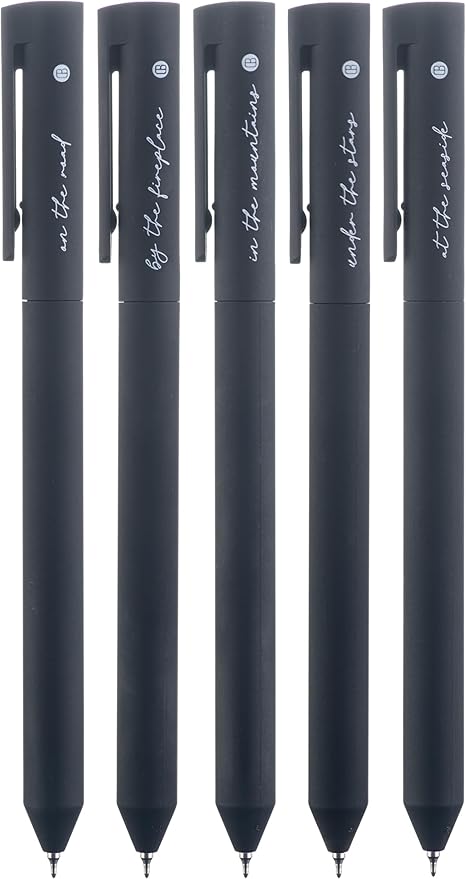 DIVERSEBEE Black Gel Ink Pens, 0.5 mm Gel Pens Fine Point, Bible Pens No Bleed Through with Cute Fine Tip, Bible Study Journaling Supplies, 5 Pack Gel Pen Set