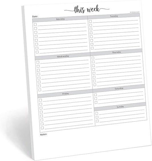 321Done 8.5x11 Weekly Checklist Notepad, Made in USA, Letter Size Tear-Off Undated Planning Pad, Work and Personal Organizer To Do List Pad, Desk Planner, Productivity Tracker - 50 Sheets