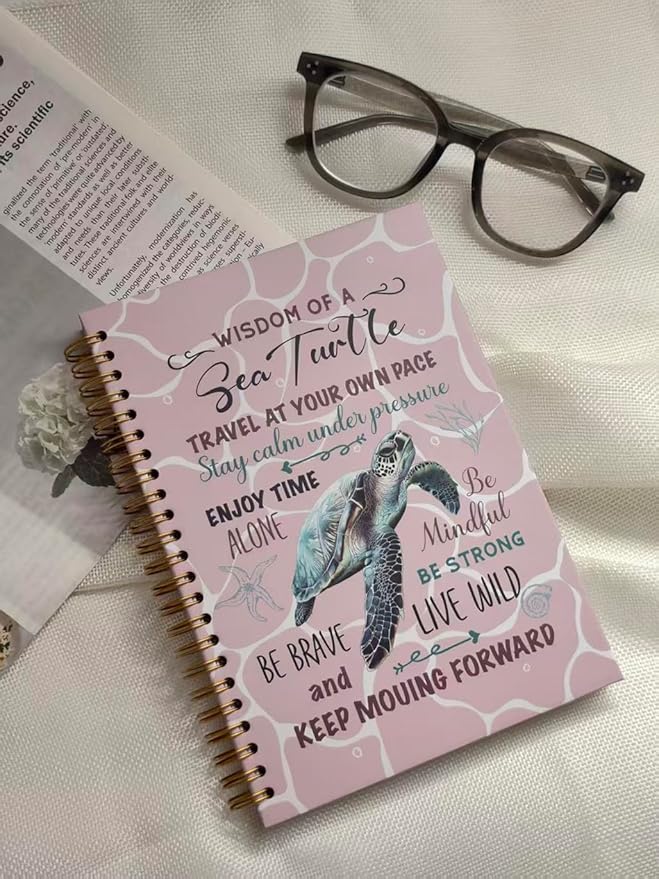 Cute Notebooks Journal For Women - Sea Turtle Dairy Funny Hardcover College Ruled Lined,5.8"X8.3",Pretty Spiral Meeting Notebook,Gifts For Sea Turtles Lover Men Friends On Birthday Christmas Mothers Day (Fuchsia)