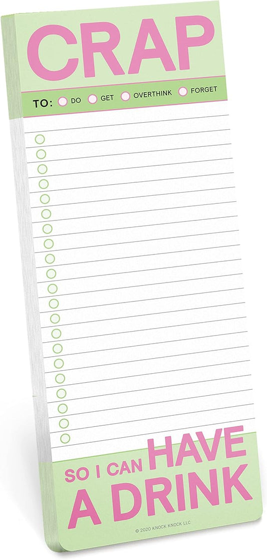 1-Count Knock Knock Crap Make-a-List Pad - Funny Office Desk Accessories & List Pads, 3.5 x 9-inches