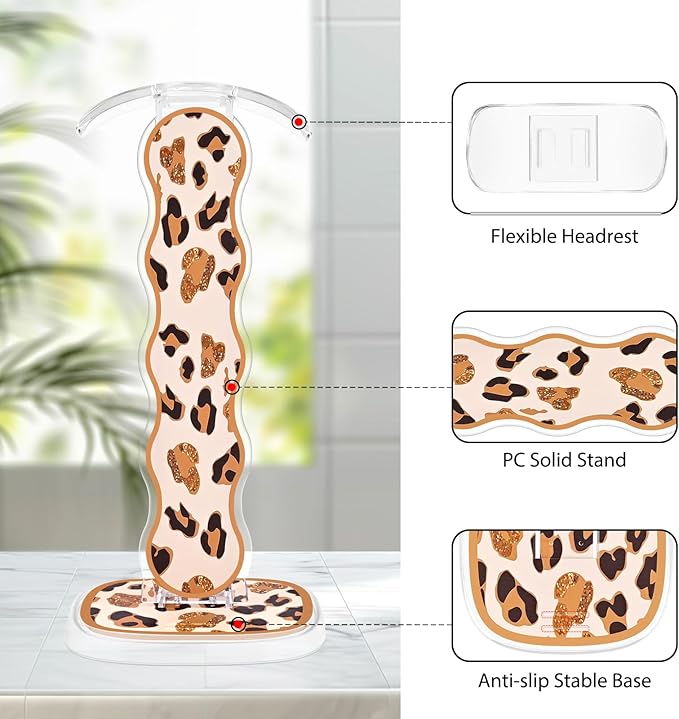CameCosy Leopard Headphone Stand, Compatible with, Sturdy Acrylic Design, Multifunctional for Headphones & Cell Phone
