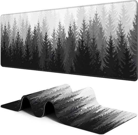 Large Mouse Pad Forest Silhouette Extended Gaming Mousepad Waterproof Desk Pad with Non-Slip Base and Stitched Edge Keyboard Pad XL 11.8 x 31.5 Inch Mouse Mat for Home Office Desk Decor
