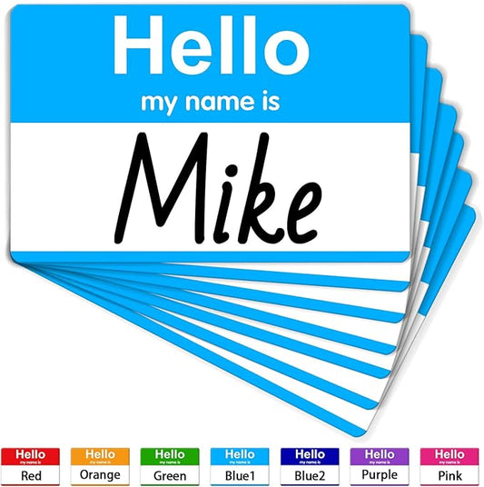 Light Blue Name Tags Sticker, 200Pcs Hello My Name is Stickers, 3.5" x 2.25" Name Badge Name Tags Label for Office, Meeting, School,Teachers and Mailing