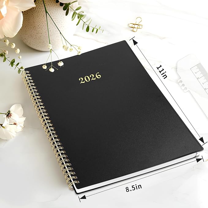 2026 Planner, Annecy Weekly ＆ Monthly Planner 2026, Jan. 2026 – Dec. 2026, 8.5" x 11" Monthly Agenda Planner with Tabs, Waterproof Flexible Cover, Spiral Binding, Double-sided Pocket, Bookmark, Black