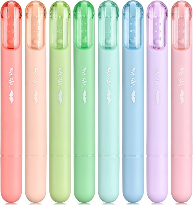 Mr. Pen Aesthetic Highlighters - 8 Pack, Chisel Tip, Pastel & Assorted Colors, Cute Highlighters for School