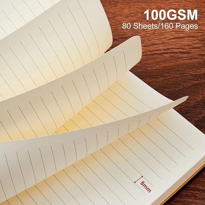Lined Journal Notebook for Work College Ruled Note Book 7.2"x9.6" B5 PU Leather Daily Journaling 160 Pages for Women Men Writing Home School Supplies Business (Grey)