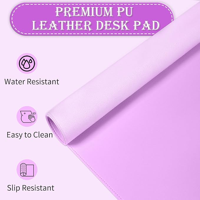 Large Desk Pad, 47.2" x 17" PU Leather Desk Mat for Desktop, Non-Slip Office Desk Mat for Desk, Desk Blotter Pad, Waterproof Computer Pad for Desk, Keyboard Mats for Home & Office (Violet)