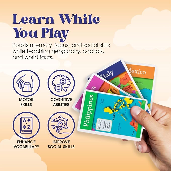 GeoToys GeoBingo Set, World & USA Bingo for Kids Ages 4 and Up, Geography Game for Home & School, Bingo Games for Family, Play and Learn USA States and Capitals and World Countries