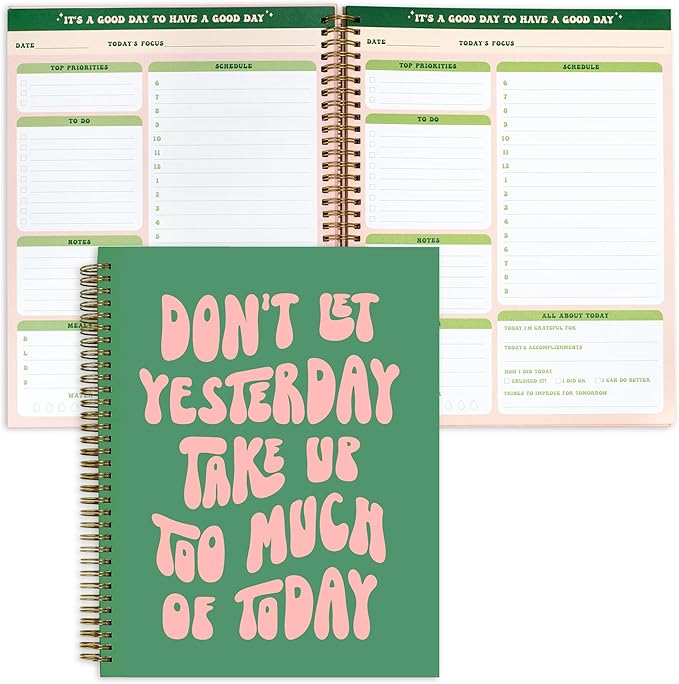 THiNKABLE Undated Daily Planner Notebook 8.5x11, Cute Notebook, Pink Green To Do List Large Hardcover Spiral Schedule Planner, Inspirational Quote Students Girls Teens (PLANNER PARENT)