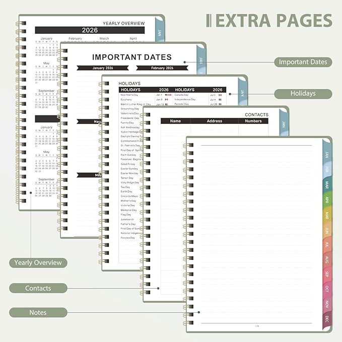 2026 Planner, 8.5" x 11" Weekly and Monthly Large Calendar Planner, Letter Size, Jan - Dec 2026, Hardcover Daily Agenda and Organizers for School Essentials & Office Supplies