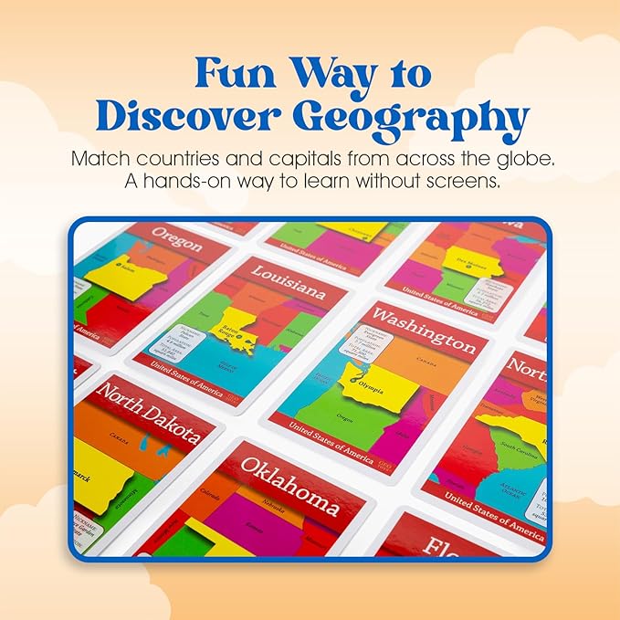 GeoToys GeoBingo, USA Bingo for Kids Ages 4 and Up, Geography Game for Home, School or Camp - Fun Bingo Games for Family, Play and Learn States and Capitals of The USA