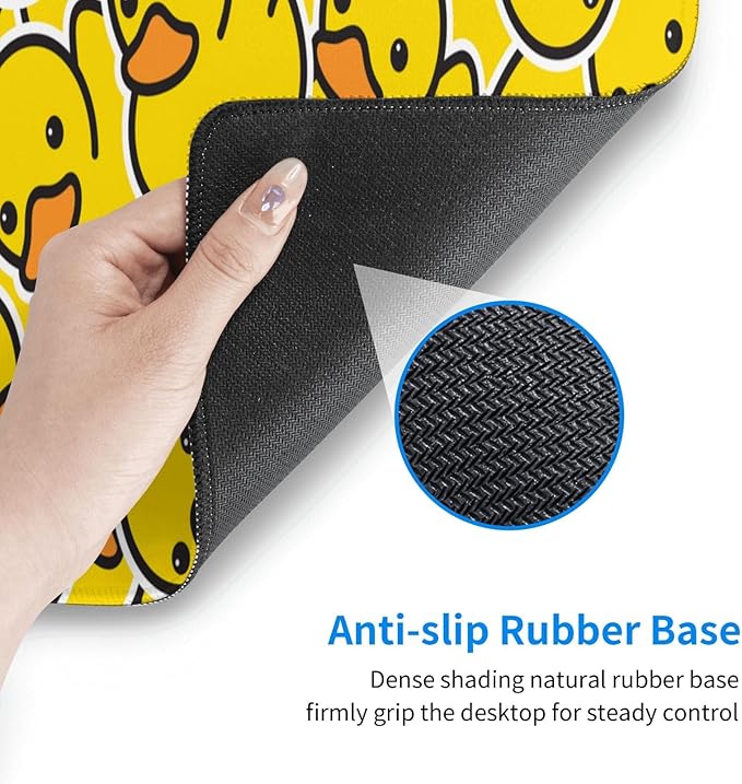 Cute Rubber Ducks XL Large Mouse Pad with Stitched Edges Long Non-Slip Rubber Base Mousepad Yellow Cartoon Ducky Laptop Keyboard Mat Desk Pad for Office Home Desk Decor, 31.5" X 11.8"