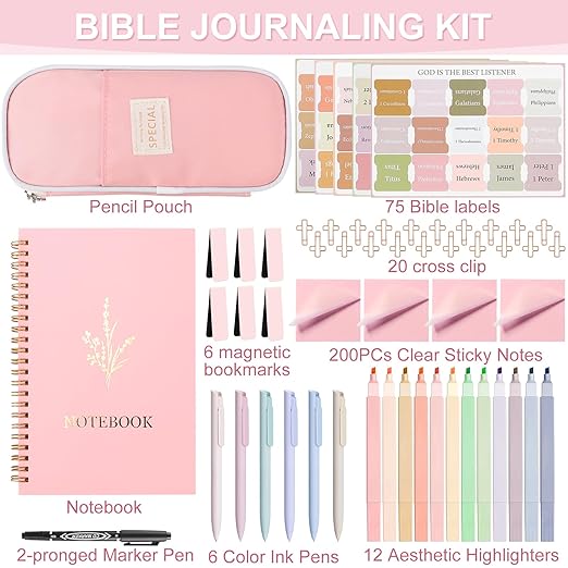 Bible Study Supplies, Bible Journaling Kit, Bible Study Kit for Women, Aesthetic Book Annotation Kit, Bible Study Tools, Christian Gifts for Women, Christmas Gift
