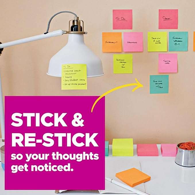 Post-it Super Sticky Notes, Limited Edition Color Collection, 3x3 in, 15 Pads, 45 Sheets/Pad (Pack of 12)