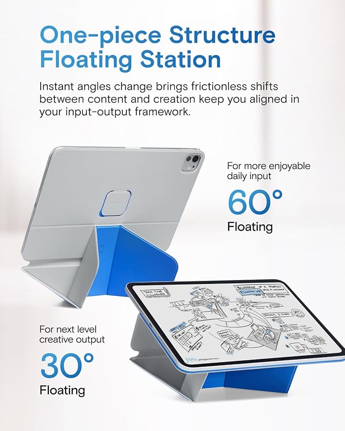 MOFT Dynamic Folio Tablet Stand for Desk Compatible with iPad Pro 11" (4th 2022 | 3rd 2021 | 2nd 2020), Slim Magnetic Tablet Holder Case with 20+ Viewing Angles, Cement x Sapphire