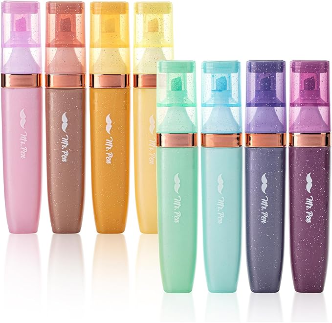 Mr. Pen- Glitter Highlighters, 8 Pack, Pastel and Metallic Colors, Chisel Tip, Highlighters Glitter Highlighter Markers
