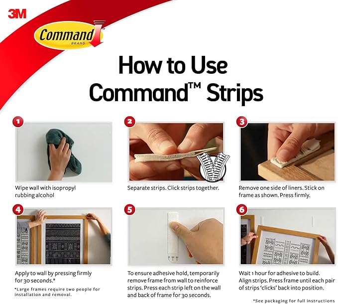 Command Medium and Large Picture Hanging Strips, Damage Free Hanging Picture Hangers, No Tools Wall Hanging Strips for Living Spaces, White, 16 Medium Pairs and 16 Large Pairs (64 Total)