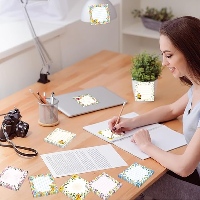 600 Sheets Spring Sticky Notes, Beautiful Flower Note Pads Self-Adhesive Spring Floral Memo Notes for Springtime Party Favors Home Office School Supplies
