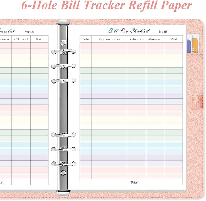 (2-Pack) Payment Checklist Refills - 100 Sheets/200 Pages Colorful Monthly Budget Forms for A5 Binder, 6 Hole Punched, 100 gsm White Paper, 5.8" x 8.3"