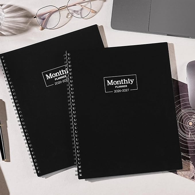 Monthly Planner 2026-2027 - Academic Planner 2026-2027, JUL. 2026 - DEC. 2027, Calendar planner with Colorful Tabs, 8.5" x 11", 26-27 Monthly planner/Calendar with Pocket, Thick Paper, Twin-Wire Binding - Black