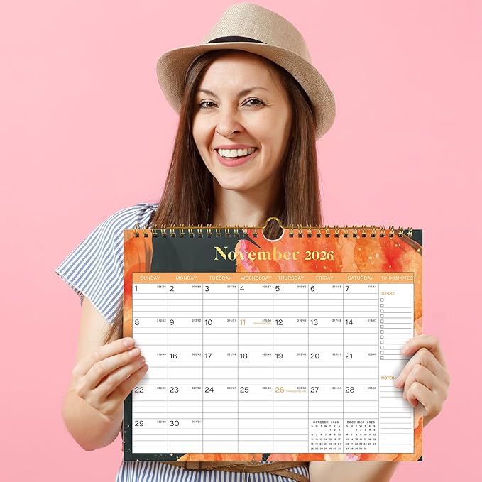 2026 Calendar - 12 Monthly Wall Calendar 2026, January 2026 - December 2026,11.5" x 14.8", 2026 Calendar with Twin-Wire Binding, Hanging Hook, Blocks and Julian Dates (Wall Calendar Blue)