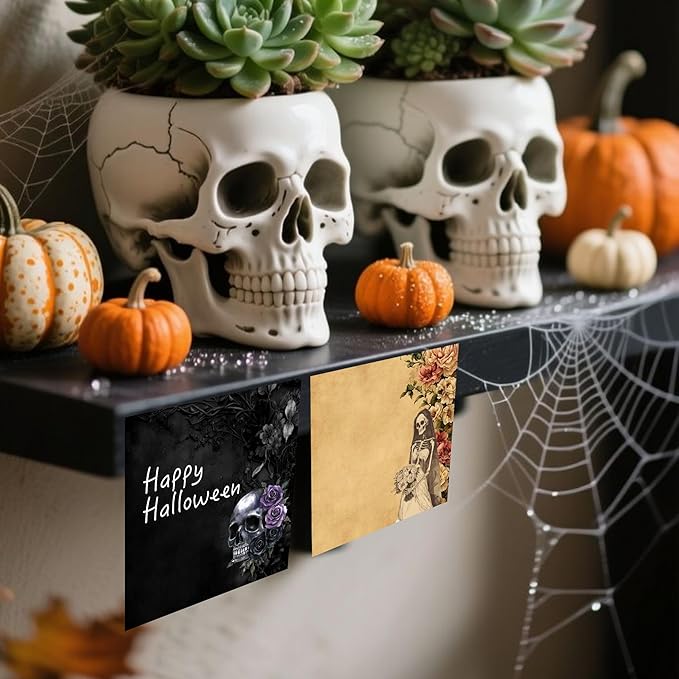 9 Pads Gothic Sticky Notes Set, Black Self-Stick Notepads, Super Adhesive Memo Pads Note Card, Halloween Office Decor Gifts, Desk Accessories for Students, Teacher and School Supplies, 3x3in