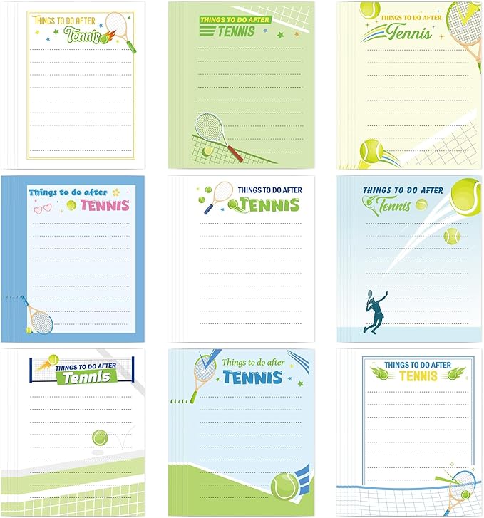 Tennis Sticky Notes Gifts - 9 Pack Funny Tennis Memo Notepads 3x4 Inches, Sport Themed Self-Adhesive Mini Pads, Office School Supplies for Coworkers Students (450 Sheets)