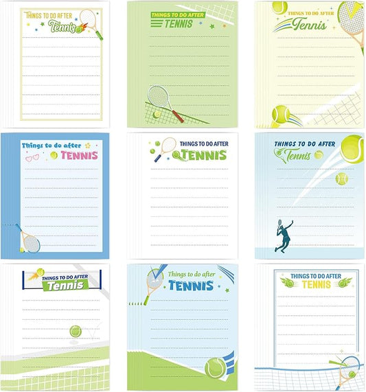 Tennis Sticky Notes Gifts - 9 Pack Funny Tennis Memo Notepads 3x4 Inches, Sport Themed Self-Adhesive Mini Pads, Office School Supplies for Coworkers Students (450 Sheets)