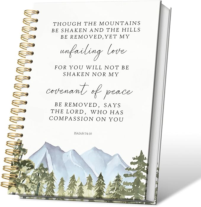 Christian Bible Spiral Notebook Hardcover,Bible Notebooks for Note Taking,Isaiah 54:10,College Ruled Notebook Journal for Writing,Christian Gifts for Women Friend Teens,5.5x8.3