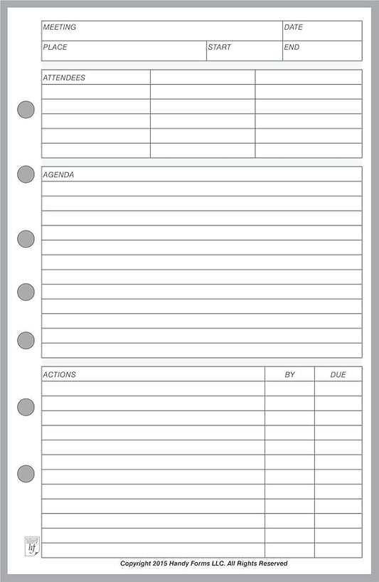 Classic Size Meeting Manager, Sized and Punched with 7 Holes for 7-Ring Notebooks Such as Franklin, etc. (5.5" x 8.5")