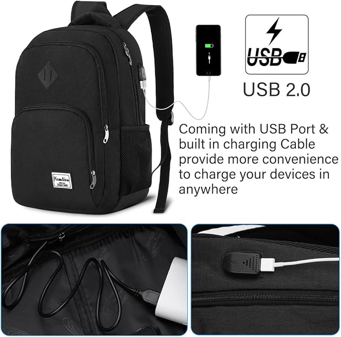 YAMTION 17.3 Inch Large Backpack for Men and Women,School Backpack for Teenager,Travel Laptop Bookbag with USB Charging port for Business Work College Travel Trip