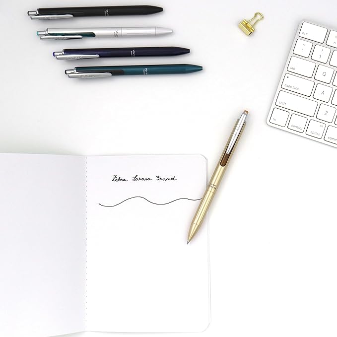 Zebra Pen, SARASA Grand Retractable Gel Pen, Solid Brass Barrel, Fast-Drying Black Ink, 0.7mm Point, Ideal for the Left Handed, Eliminates Smudging, Gold Brass Barrel, 1-Pack, (45511)