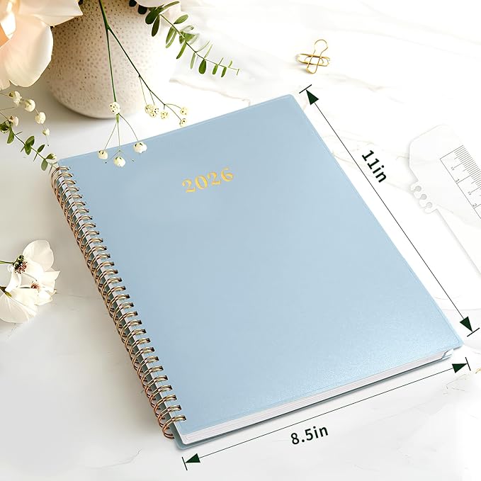 2026 Planner, Annecy Weekly ＆ Monthly Planner 2026, Jan. 2026 – Dec. 2026, 8.5" x 11" Monthly Agenda Planner with Tabs, Waterproof Flexible Cover, Spiral Binding, Double-sided Pocket, Bookmark, Blue