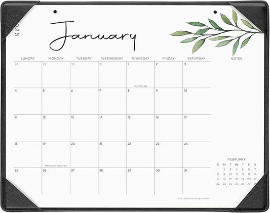 Cabbrix Desk Calendar 2026 with Desktop Mat, Simple Desk Pad Calendar 15 x 12 Inch Covering January 2026 to December 2026, Desk Blotter Calendar for Home School and Office