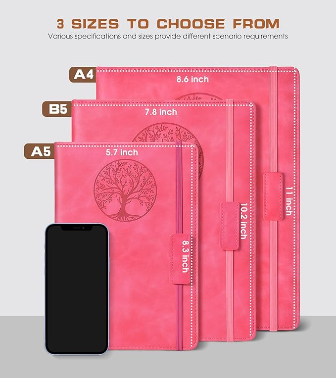 Lined Journal Notebook for Women Men,256 Pages A4 Large Hardcover Leather Journals for Writing,Travel,Business,Work,School,College Ruled Notebooks for Note Taking, Diary Notepad 8.6"×11"