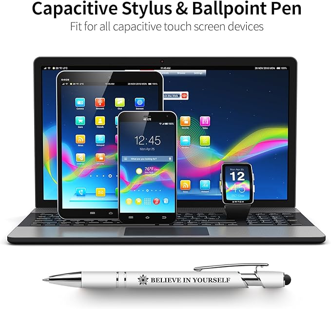 15 Pack Motivational Pen Set - Inspirational Quotes Retractable Ballpoint Pens for Office School Supplies, Encouragement Gifts for Women Men, White